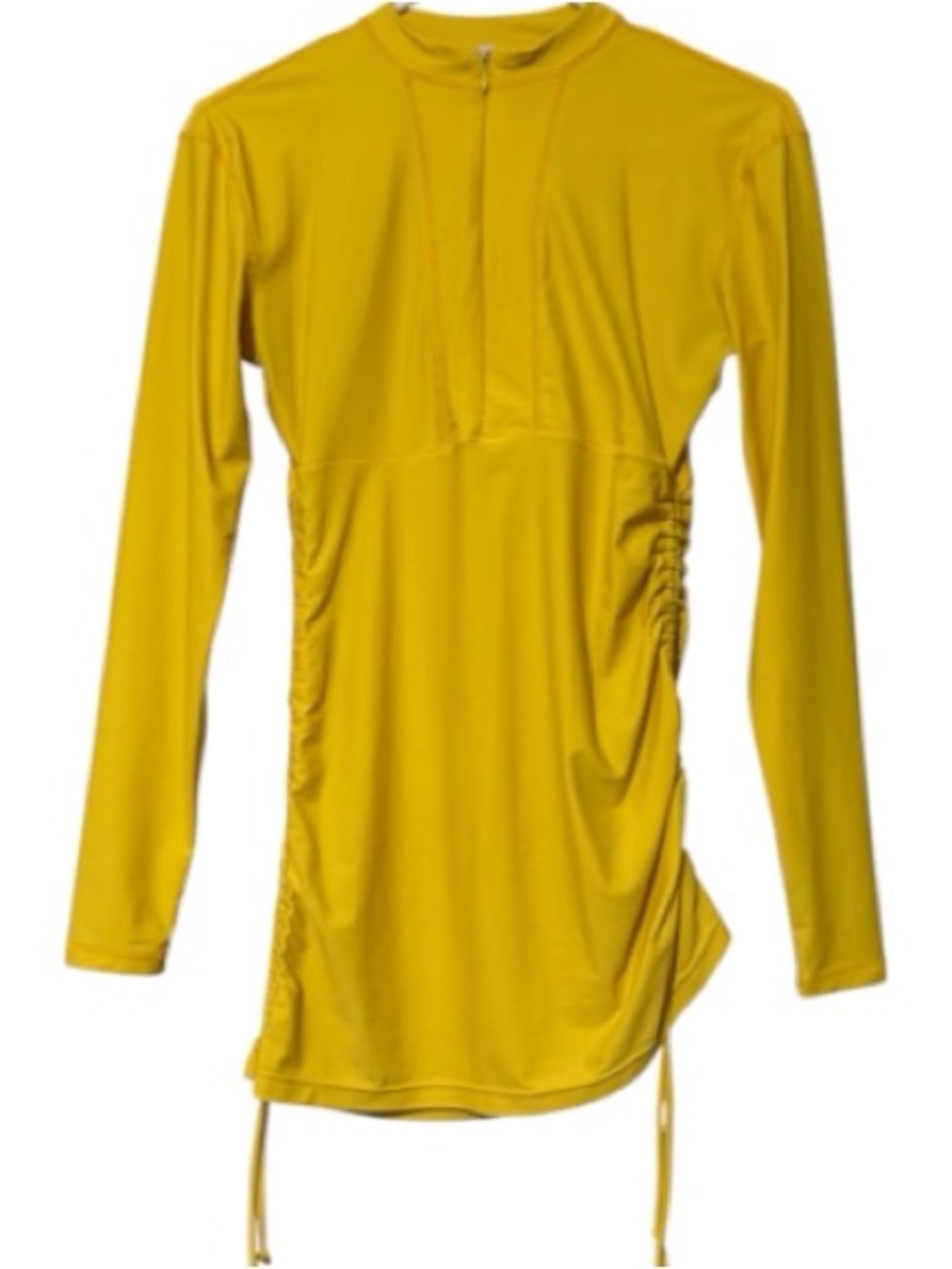 SAILBEE medium Swim Coverup Dress UPF Sun Protection Yellow Long Sleeve cinched